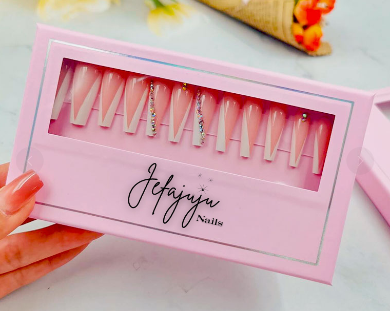 Long Acrylic Handmade Gold Tip