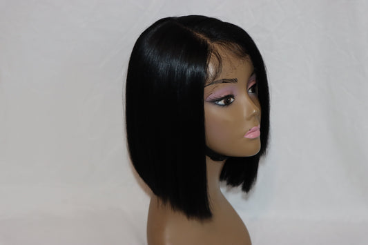 Frontal Black Bob with Plucked Side Part