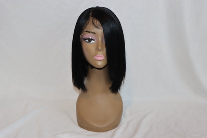 Frontal Black Bob with Plucked Side Part