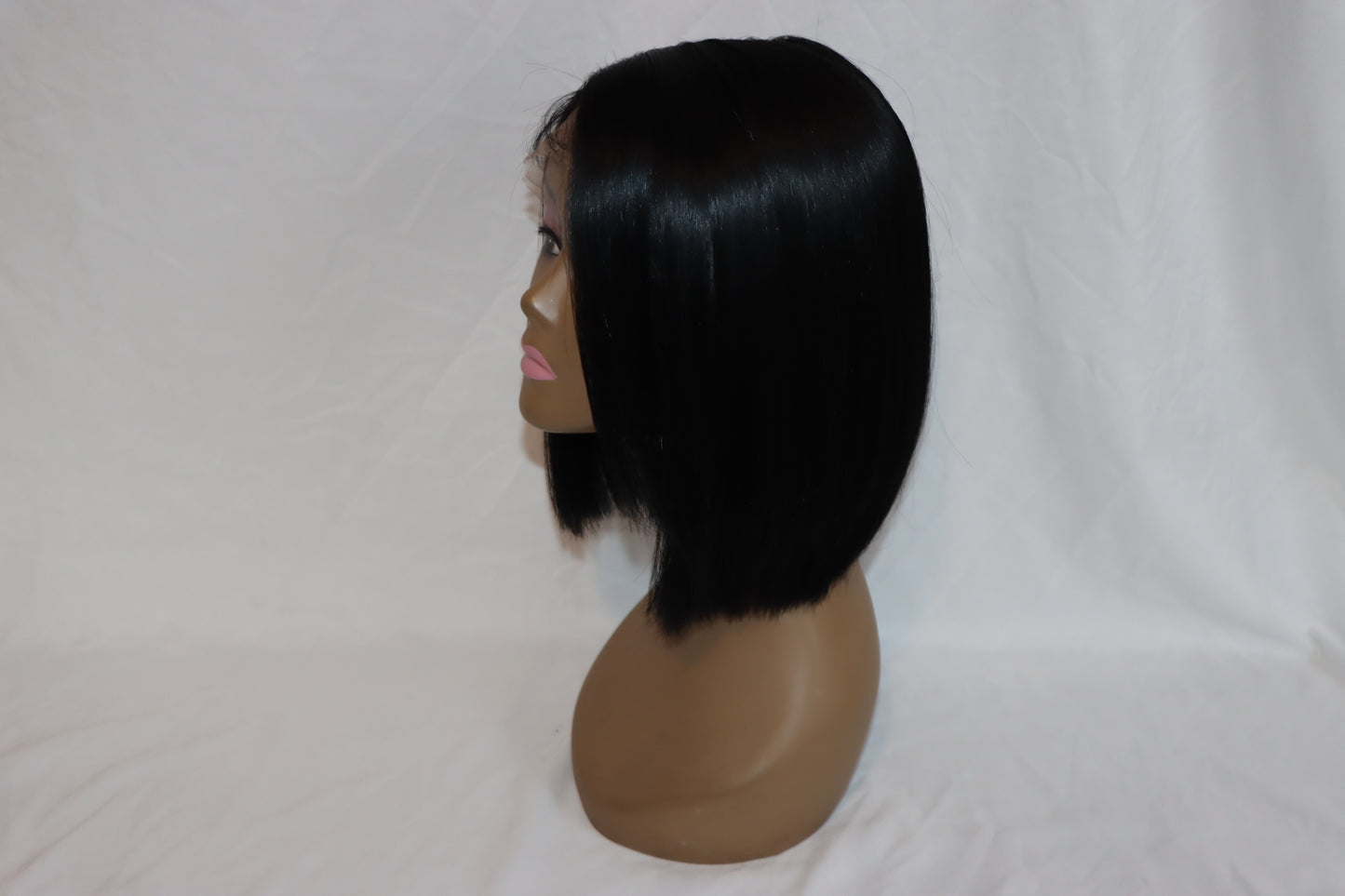 Frontal Black Bob with Plucked Side Part