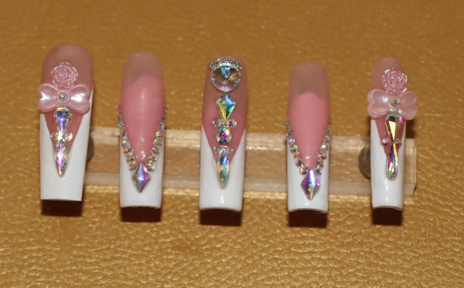 💕 “Blush Me Baby” – Handmade French XXL Crystal Set