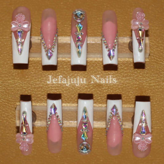 💕 “Blush Me Baby” – Handmade French XXL Crystal Set