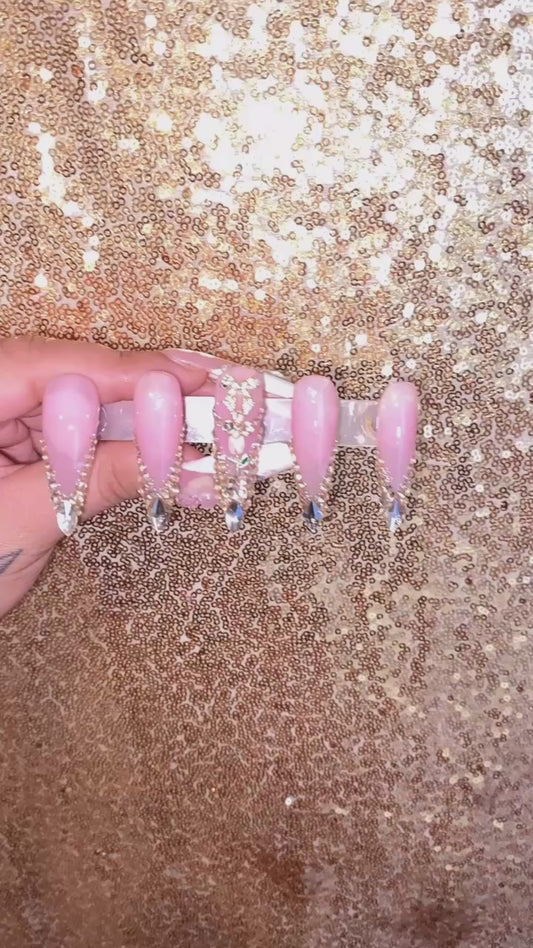 Long Acrylic Handmade Gold Tip